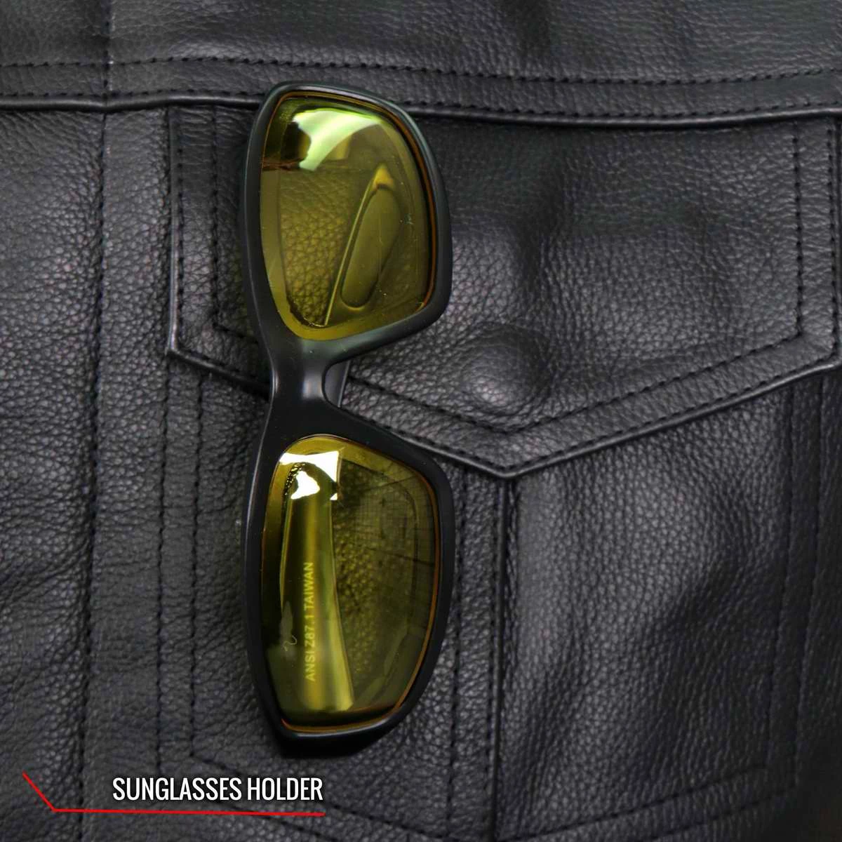 Hot Leathers VSM1059 Men's Black 'Flannel Grey' Conceal And Carry Leather Vest