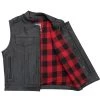 Hot Leathers VSM1060 Men's Black 'Flannel Red' Conceal And Carry Leather Vest Motorcycle Vests