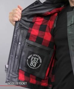 Hot Leathers VSM1060 Men's Black'Flannel Red' Conceal And Carry Leather Vest Motorcycle Vests