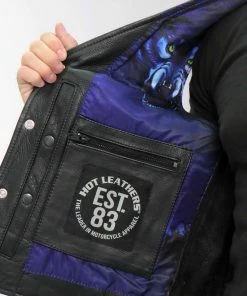 Hot Leathers VSM1062 Men's Black'Lone Wolf' Conceal And Carry Side Lace Leather Vest