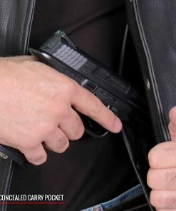 Hot Leathers VSM1062 Men's Black'Lone Wolf' Conceal And Carry Side Lace Leather Vest