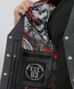 Hot Leathers VSM1064 Men's Black'Viking Warrior' Conceal And Carry Side Lace Leather Vest