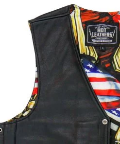 Hot Leathers VSM1065 Men's Black'Wooded Eagle' Conceal And Carry Side Lace Leather Vest Motorcycle Vests