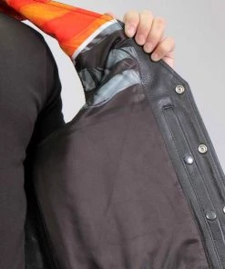 Hot Leathers VSM1066 Men's Black'V-Twin Eagle' Conceal And Carry Side Lace Leather Vest