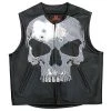 Motorcycle Vests Hot Leathers VSM2001 Men's Black ‘Jumbo Skull’ Conceal And Carry Leather Vest