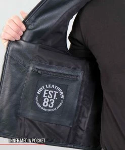 Motorcycle Vests Hot Leathers VSM2001 Men's Black ‘Jumbo Skull’ Conceal And Carry Leather Vest