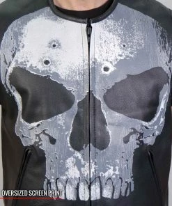 Motorcycle Vests Hot Leathers VSM2001 Men's Black ‘Jumbo Skull’ Conceal And Carry Leather Vest