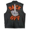 Hot Leathers VSM2002 Men's Black 'Back Off Finger' Conceal And Carry Leather Vest Motorcycle Vests