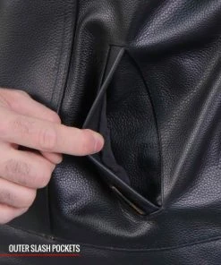 Hot Leathers VSM2002 Men's Black'Back Off Finger' Conceal And Carry Leather Vest Motorcycle Vests