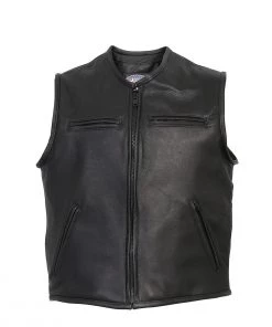 Motorcycle Vests Hot Leathers VSM5001 Men's USA Made Premium Steerhide Leather Vest With Gun Pocket