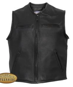 Motorcycle Vests Hot Leathers VSM5001 Men's USA Made Premium Steerhide Leather Vest With Gun Pocket
