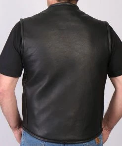 Motorcycle Vests Hot Leathers VSM5001 Men's USA Made Premium Steerhide Leather Vest With Gun Pocket