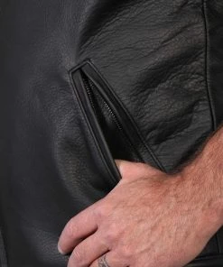 Motorcycle Vests Hot Leathers VSM5001 Men's USA Made Premium Steerhide Leather Vest With Gun Pocket