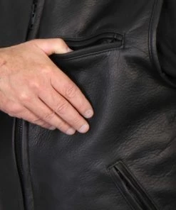 Motorcycle Vests Hot Leathers VSM5001 Men's USA Made Premium Steerhide Leather Vest With Gun Pocket