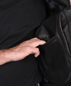 Motorcycle Vests Hot Leathers VSM5001 Men's USA Made Premium Steerhide Leather Vest With Gun Pocket