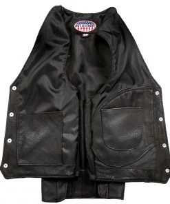 Hot Leathers VSM5003 Men's USA Made Extra Long Back Premium Steerhide Leather Vest Motorcycle Vests
