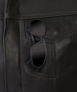 Hot Leathers VSM5004 Men's USA Made Covered Zipper Premium Leather Vest Motorcycle Vests