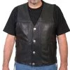 Motorcycle Vests Hot Leathers VSM5005 Men's USA Made Buffalo Nickel Snap Premium Leather Vest