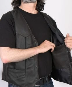 Hot Leathers VSM5006 Men's USA Made Classic Premium Leather Vest