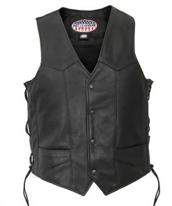 Hot Leathers VSM5008 Men's USA Made Side Lace Premium Leather Vest