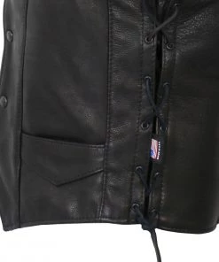 Hot Leathers VSM5008 Men's USA Made Side Lace Premium Leather Vest