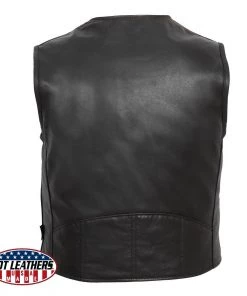 Motorcycle Vests Hot Leathers VSM5009 Men's Premium USA Made Leather V Neck Zipper Front Vest