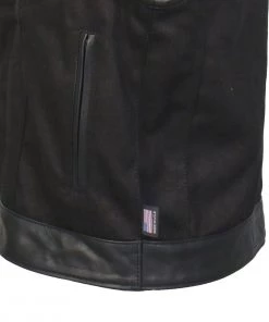 Motorcycle Vests Hot Leathers VSM5101 Men's USA Made Denim And Leather Vest With Red Lining