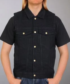 Hot Leathers VSM6002 Men's Black Denim Vest
