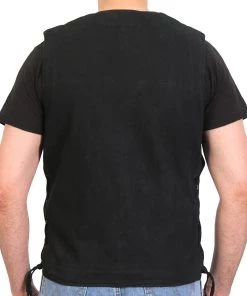Motorcycle Vests Hot Leathers VSM6102 Men's Classic Black Denim Vest With Side Laces