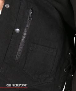 Motorcycle Vests Hot Leathers VSM6102 Men's Classic Black Denim Vest With Side Laces