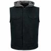 Motorcycle Vests Hot Leathers VSM6201 Men's Black 'Conceal And Carry' Hooded Denim Club Style Vest