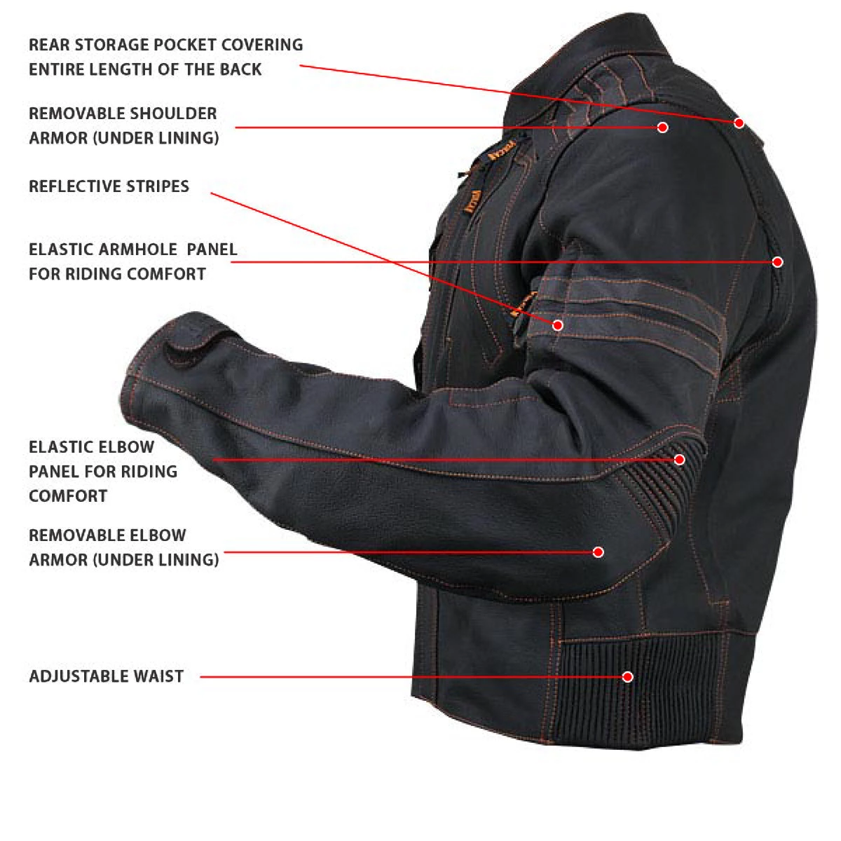 Vulcan VTZ910 Men's Matte Black 'Street' Motorcycle Leather Armored Jacket