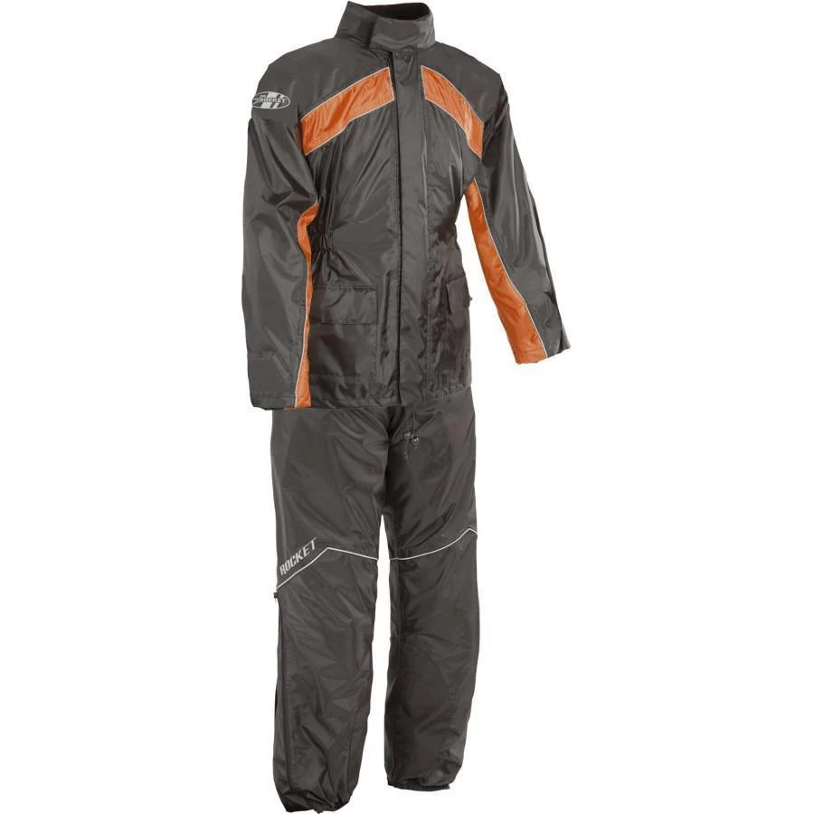 Joe Rocket 'RS-2' Mens Black And Orange Rain Suit Riding Gear