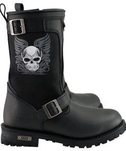 Xelement Footwear Riding Gear Xelement X19405 Men's Black Tribal Skull Boots With Poron Insoles