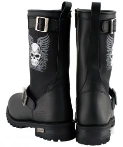 Xelement Footwear Riding Gear Xelement X19405 Men's Black Tribal Skull Boots With Poron Insoles