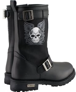 Xelement Footwear Riding Gear Xelement X19405 Men's Black Tribal Skull Boots With Poron Insoles