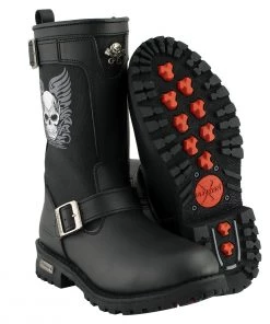 Xelement Footwear Riding Gear Xelement X19405 Men's Black Tribal Skull Boots With Poron Insoles