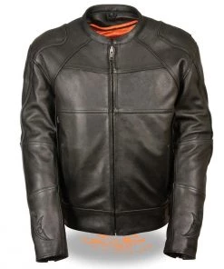 Leather Motorcycle Jackets Milwaukee Leather MLM1510 Men's Black Leather Scooter Jacket With Reflective Skull