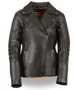 Milwaukee Leather MLL2580 Women's Long Length Belt-Less Vented Black Leather Jacket Leather Motorcycle Jackets