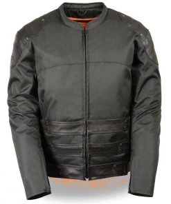 Motorcycle Jackets Milwaukee Leather MPM1755 Men's'Assault Style' Black Leather And Textile M/C Jacket