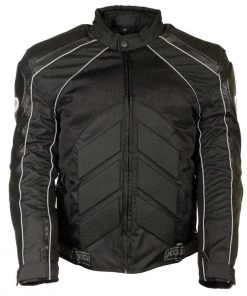NexGen SH2153 Men's Black Armored Moto Textile And Leather Combo Jacket