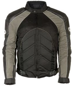 NexGen SH2153 Men's Black And Grey Armored Moto Textile And Leather Combo Jacket