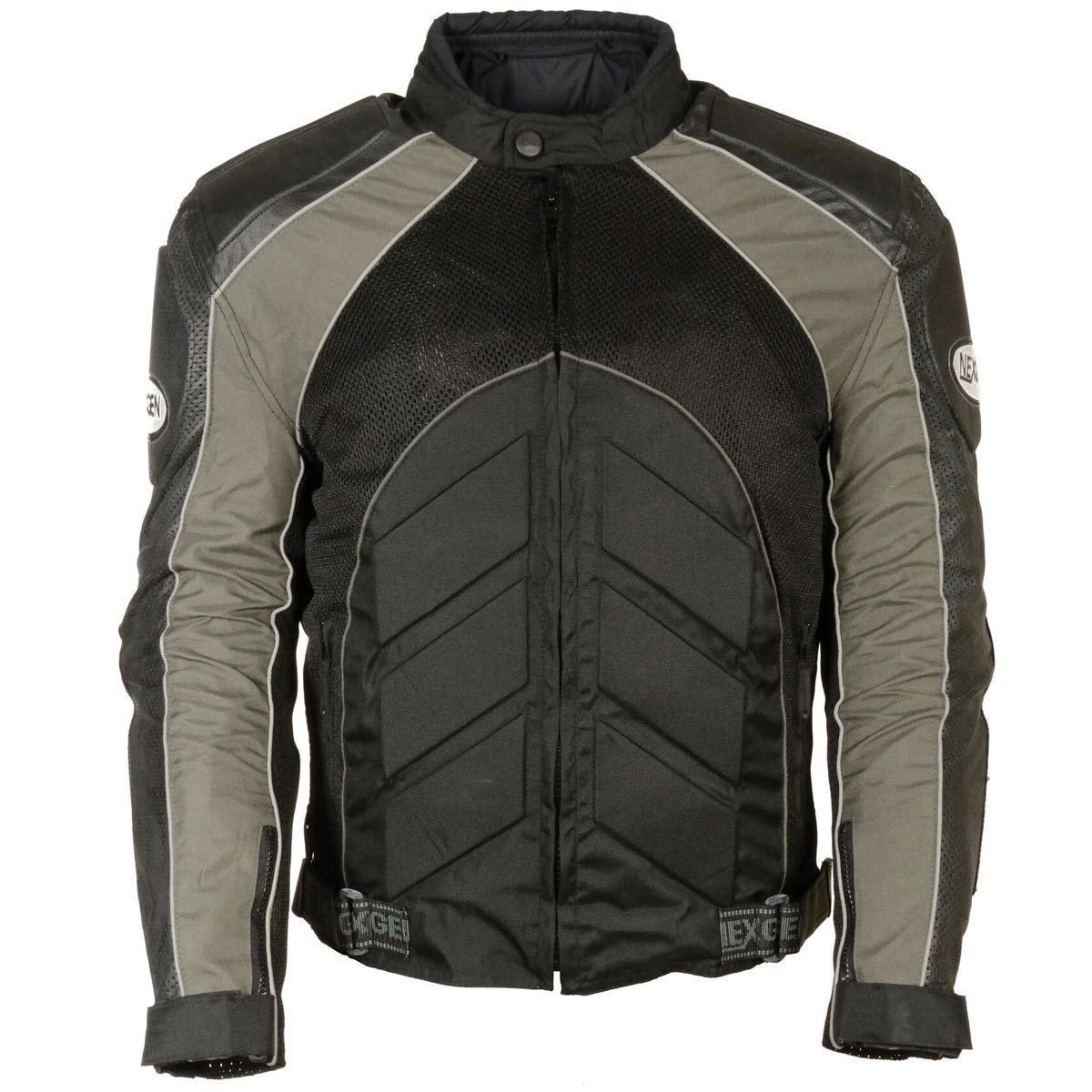 NexGen SH2153 Men's Black And Grey Armored Moto Textile And Leather Combo Jacket