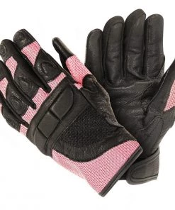 Riding Gear Xelement XG80206 Women's Black And Pink Mesh Cool Rider Motorcycle Gloves