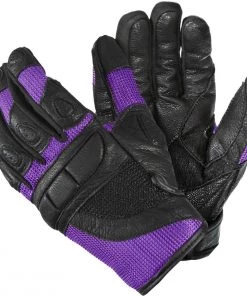 Xelement XG80208 Women's Black And Purple Mesh Cool Rider Motorcycle Gloves Riding Gear