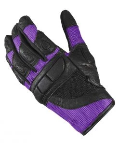 Xelement XG80208 Women's Black And Purple Mesh Cool Rider Motorcycle Gloves Riding Gear