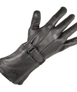 Xelement XG864 Men's Black Deerskin Leather Gauntlet Gloves Riding Gear