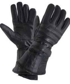 Riding Gear Xelement XG1227 Men's Black 'Gauntlet' Leather Gloves With Rain Cover