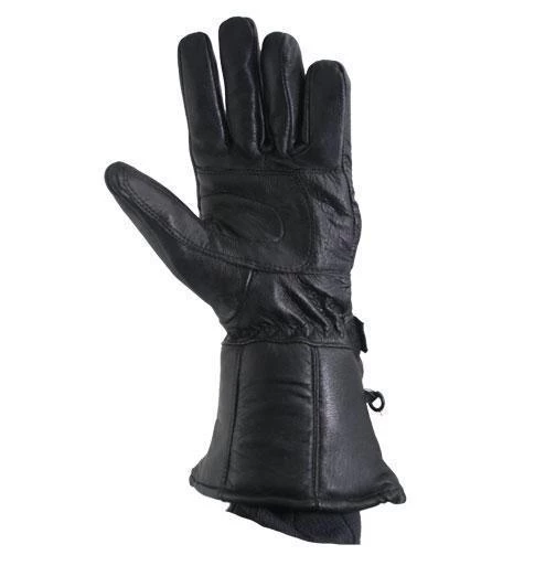 Riding Gear Xelement XG1227 Men's Black 'Gauntlet' Leather Gloves With Rain Cover