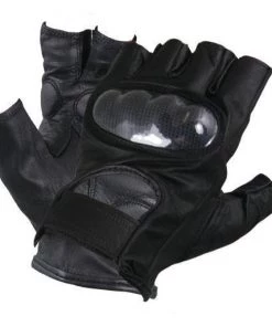 Riding Gear Xelement XG1475 Men's Black Knuckle Protected Leather Fingerless Riding Gloves